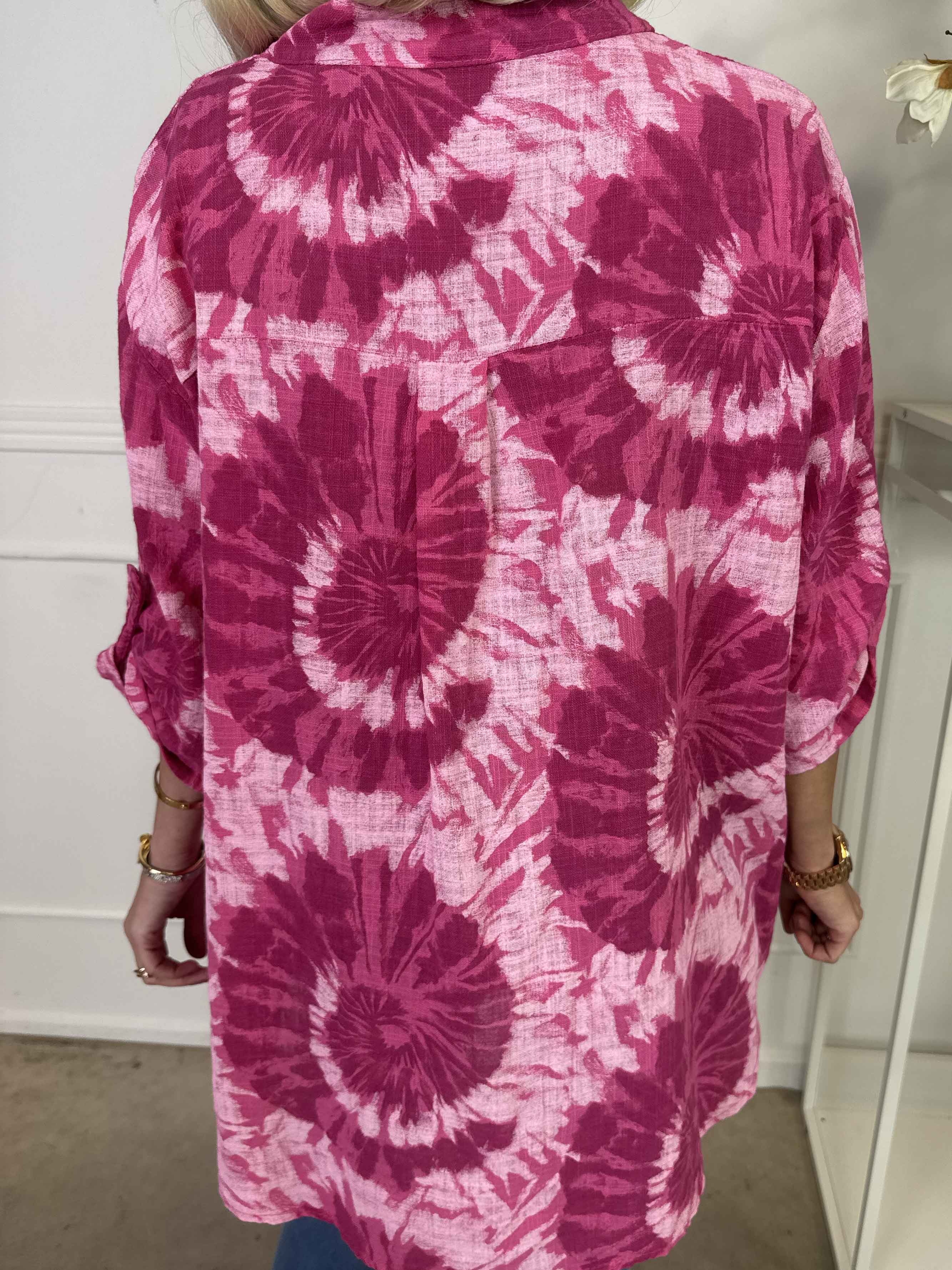 Akella - Mönstrad skjorta i ljust bomullstyg